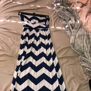 Blue chevron maxi dress